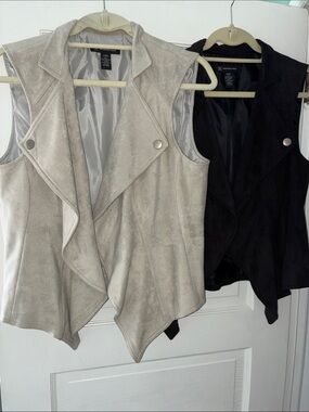 Beautiful faux suede vests.  Sleeveless Draped Vest with Open Lapel